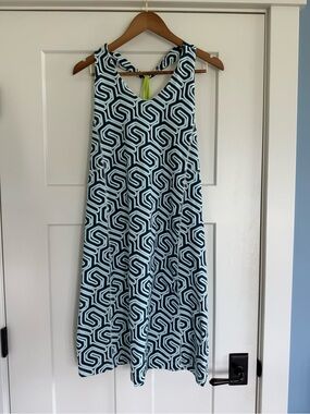 Title Nine Teal Geometric Greek
Key Performance Sleeveless
Racerback Dress XL